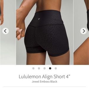 Lululemon align 4” embossed black size 6